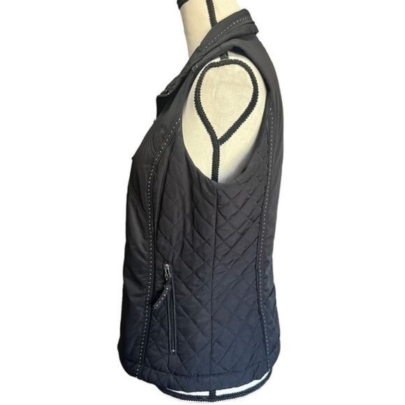 Coldwater Creek Womens Quilted Sleeveless Vest XS Black Polyester Fitted Style - Picture 3 of 9
